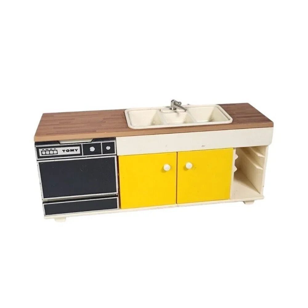 Vintage Tomy dollhouse 12:1 made in Japan kitchen sink dishwasher 5X2 plastic